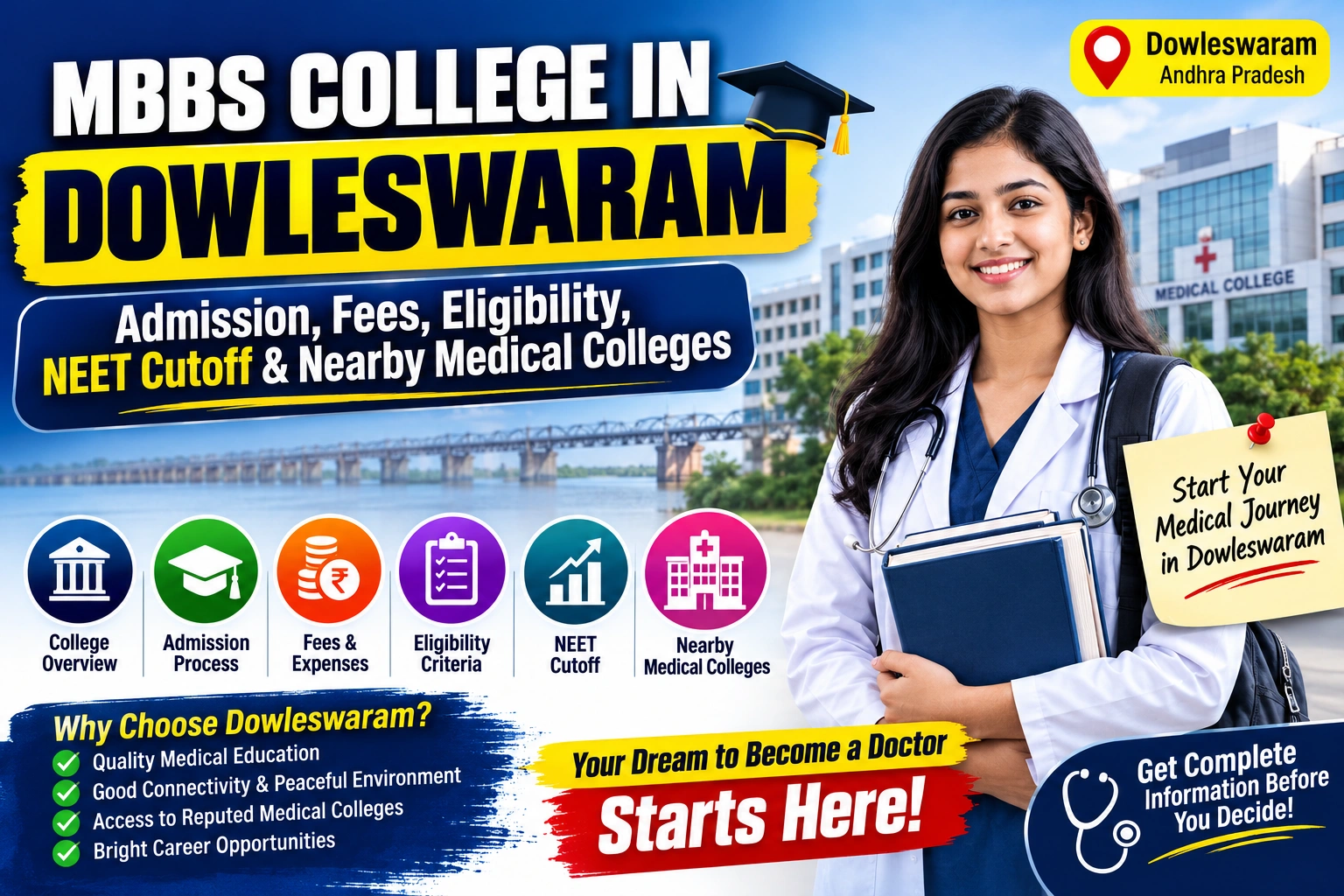 MBBS College in Dowleswaram: Admission, Fees, Eligibility, NEET Cutoff &amp; Nearby Medical Colleges